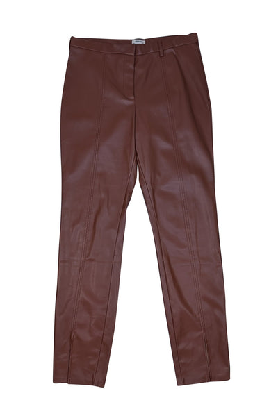 Jason Wu - Tan Faux Leather Straight Leg Pants Sz L - Current Boutique