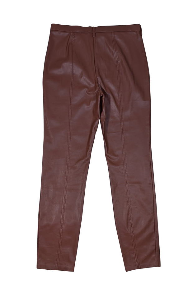 Jason Wu - Tan Faux Leather Straight Leg Pants Sz L - Current Boutique