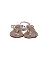 Tory Burch - Tan w/ Ivory Pearl Thong Strap Sandal Sz 9.5 - Current Boutique