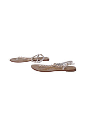 Tory Burch - Tan w/ Ivory Pearl Thong Strap Sandal Sz 9.5 - Current Boutique