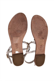 Tory Burch - Tan w/ Ivory Pearl Thong Strap Sandal Sz 9.5 - Current Boutique