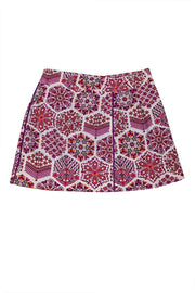 Gucci - Ivory, Pink & Purple Print Mini Skirt Sz 2