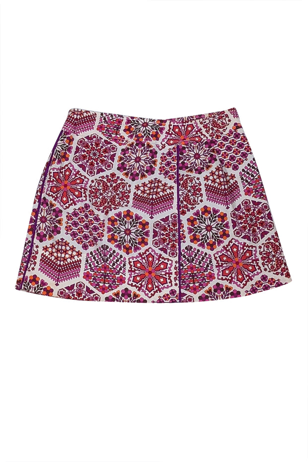 Gucci - Ivory, Pink & Purple Print Mini Skirt Sz 2
