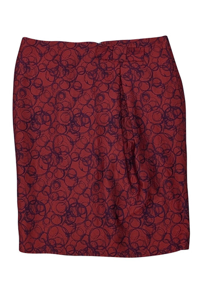 Vera Wang Lavender Label - Orange & Purple Abstract Dot Pencil Mini Skirt Sz 8