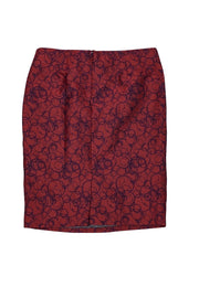 Vera Wang Lavender Label - Orange & Purple Abstract Dot Pencil Mini Skirt Sz 8