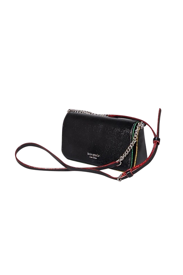 Kate Spade - Black Patent Saffiano Leather "Devin" Crossbody Bag - Current Boutique