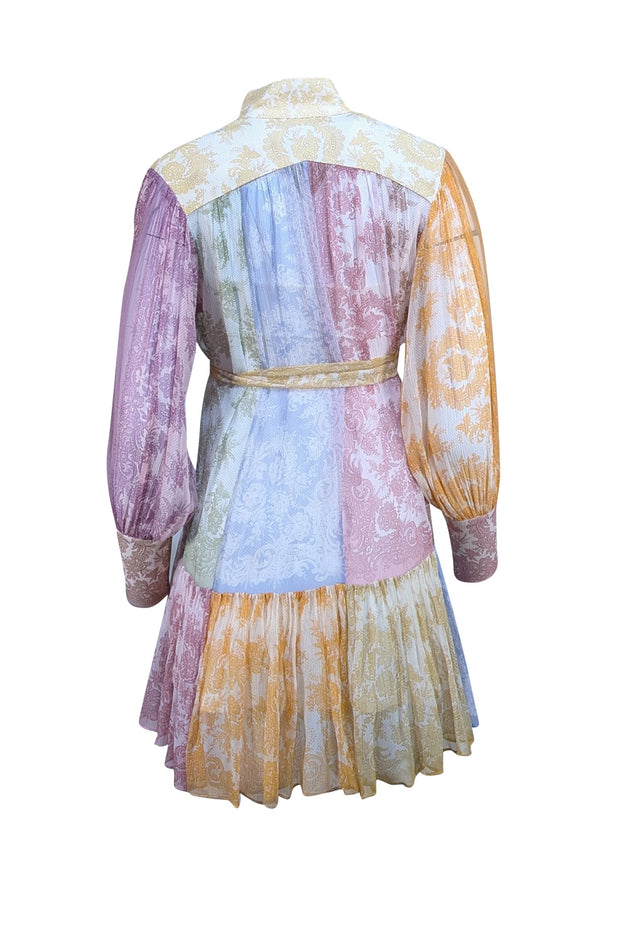 Zimmerman Multi Color Sheer Lace Paisley Print Mini Shirtdress Sz 0 - Current Boutique