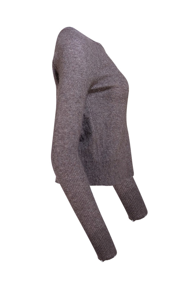 Autumn Cashmere - Mocha Brown Distressed Cashmere Blend Sweater Sz M - Current Boutique