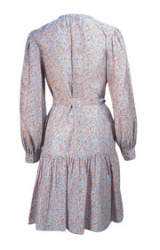 Rebecca Taylor - Light Blue, Orange, & Red Floral Drop Waist Dress Sz S - Current Boutique