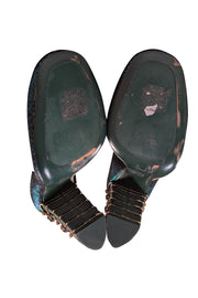 Tory Burch - Green Iridescent Heels w/ Gold Heel Detail Sz 9 - Current Boutique