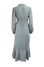 Diane von Furstenberg - Blue, Black, & Orange Print Wrap Dress Sz 6 - Current Boutique