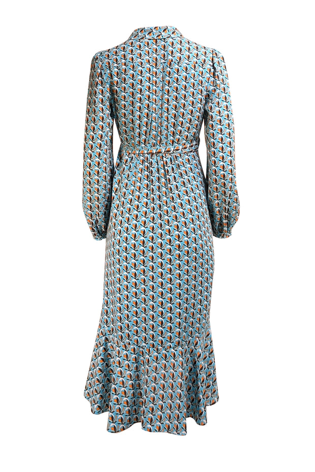 Diane von Furstenberg - Blue, Black, & Orange Print Wrap Dress Sz 6 - Current Boutique