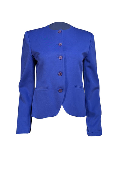 Christian Dior - Blue Collarless Short Blazer Sz 6 - Current Boutique