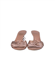 Gucci - Nude Pink Leather Kitten Mule Heels w/ Satin Upper Sz 7.5 - Current Boutique