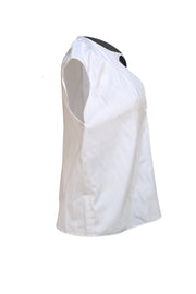 Balenciaga - White Cap Sleeve Button Detail Blouse Sz 6 - Current Boutique