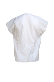 Balenciaga - White Cap Sleeve Button Detail Blouse Sz 6 - Current Boutique