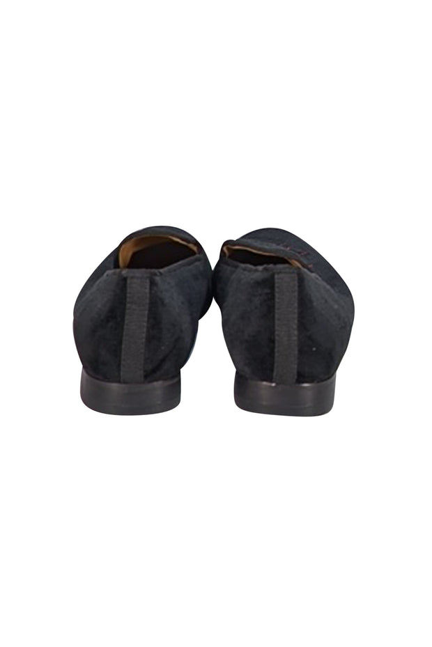 Verameat - Black Velvet Embroidered Heart Breaker Smoking Shoe Flats sz 9 - Current Boutique
