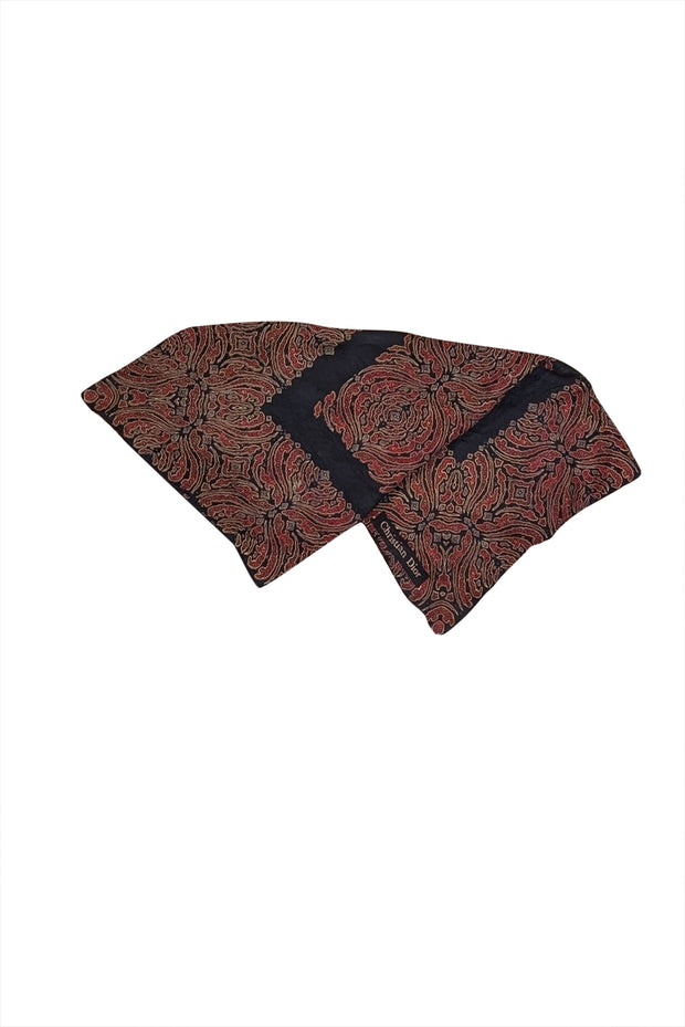 Christian Dior - Navy & Red Print Silk Scarf - Current Boutique