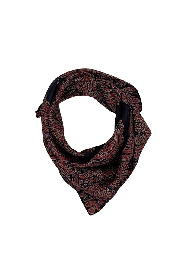 Christian Dior - Navy & Red Print Silk Scarf - Current Boutique
