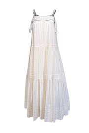 The Great - Ivory w/ Black Embroidered Polka Dot Sleeveless Maxi Dress Sz L - Current Boutique