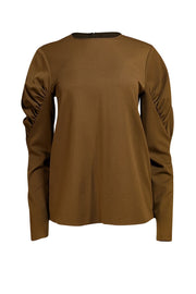 Tibi - Green Puffed Sleeve Twill Top Sz 4 - Current Boutique
