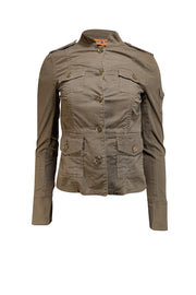 Tory Burch - Army Green Cotton Utility Jacket Sz XS - Current Boutique