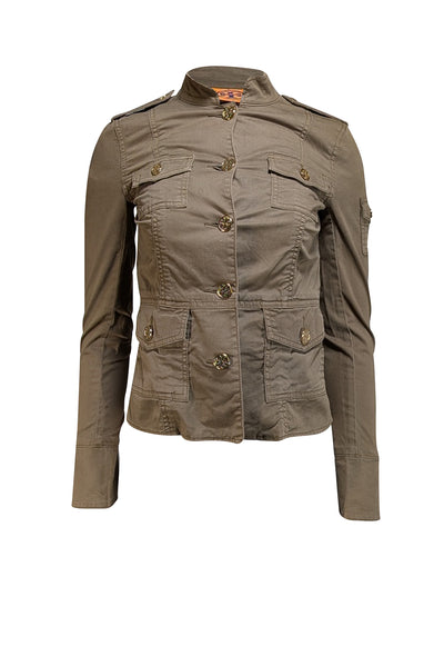 Tory Burch - Army Green Cotton Utility Jacket Sz XS - Current Boutique