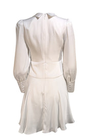 BCBG Max Azria - White Satin Tulip bottom Long Sleeve Dress Sz 4 - Current Boutique