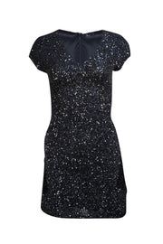 Parker - Black Sequin Short Sleeve Cocktail Dress Sz 0 - Current Boutique