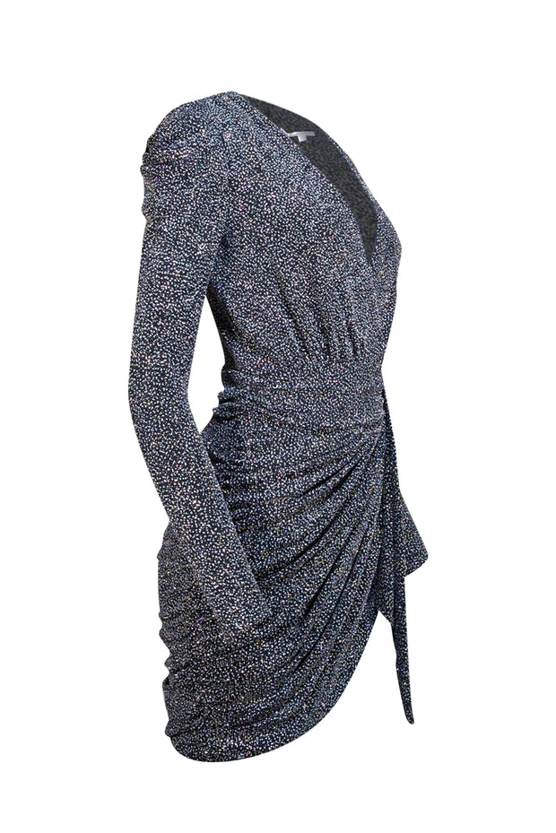 Jonathan Simkhai - Black Glitter Jersey Ruched Mini Dress Sz 2 - Current Boutique