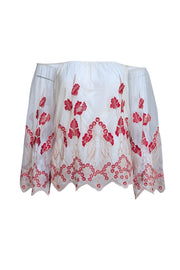 Alice + Olivia  White and Red Floral Blouse Sz XS - Current Boutique