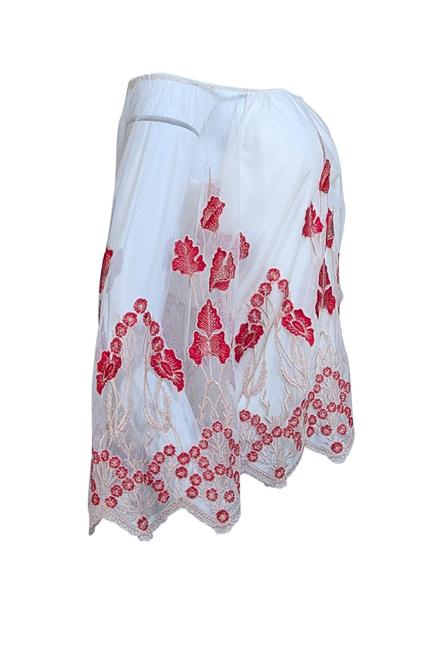 Alice + Olivia  White and Red Floral Blouse Sz XS - Current Boutique
