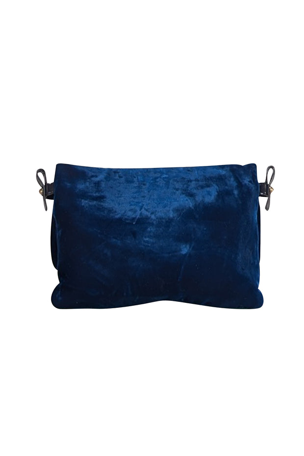 Stella McCartney - Dark Teal Blue Velvet Crossbody Bag - Current Boutique