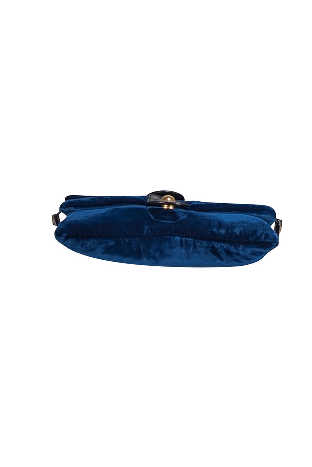 Stella McCartney - Dark Teal Blue Velvet Crossbody Bag - Current Boutique