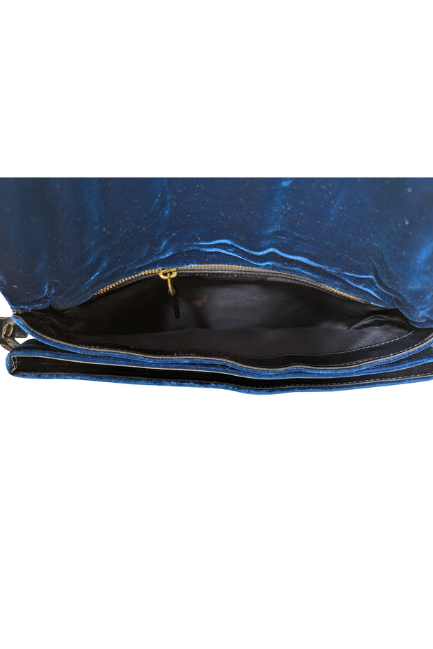 Stella McCartney - Dark Teal Blue Velvet Crossbody Bag - Current Boutique