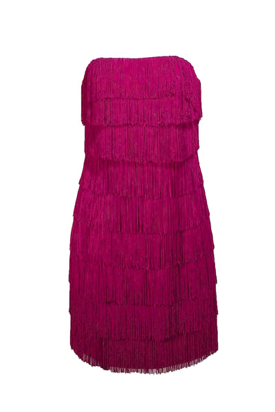Liv Foster - Magenta Strapless Fringe Mini Dress Sz 8 - Current Boutique