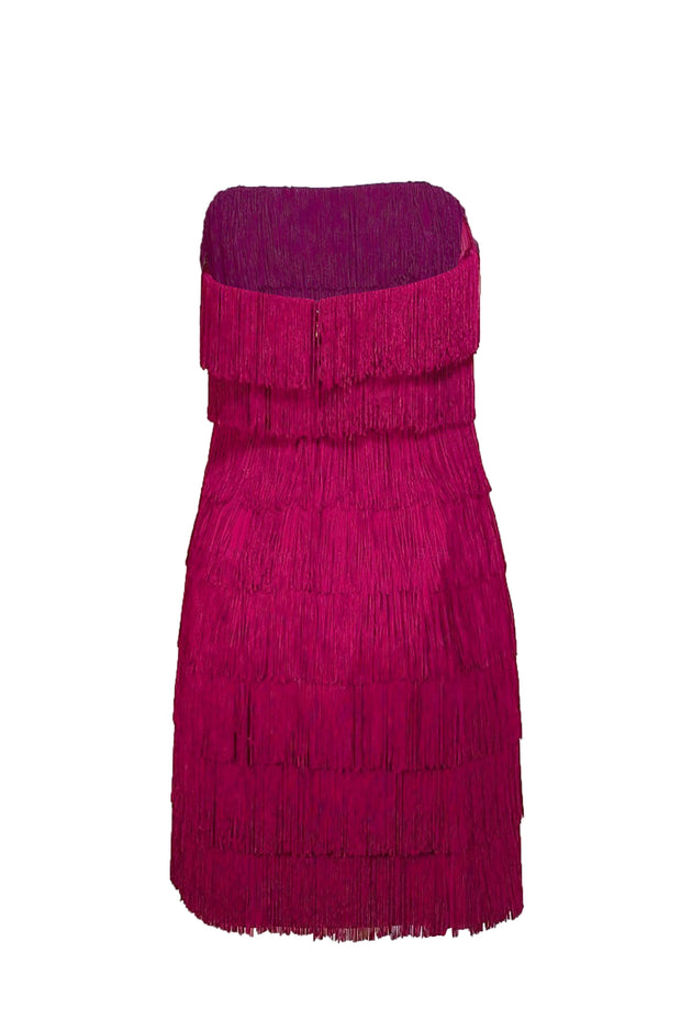 Liv Foster - Magenta Strapless Fringe Mini Dress Sz 8 - Current Boutique