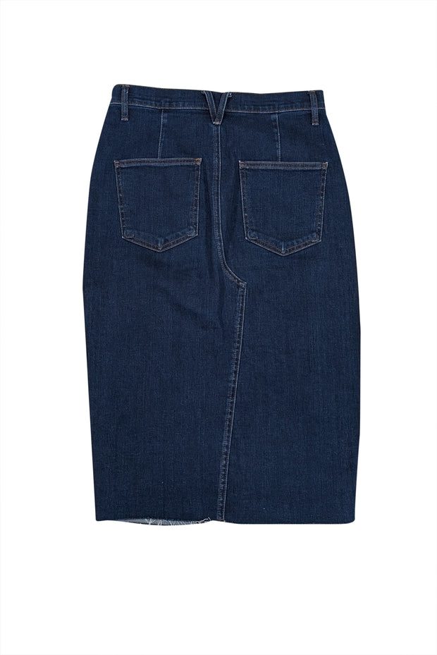 Veronica Beard - Dark Wash Blue Denim Slit Front Skirt Sz 4 - Current Boutique