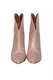 Paris Texas - Iridescent Light Pink Croc Embossed Leather Short Boots Sz 7