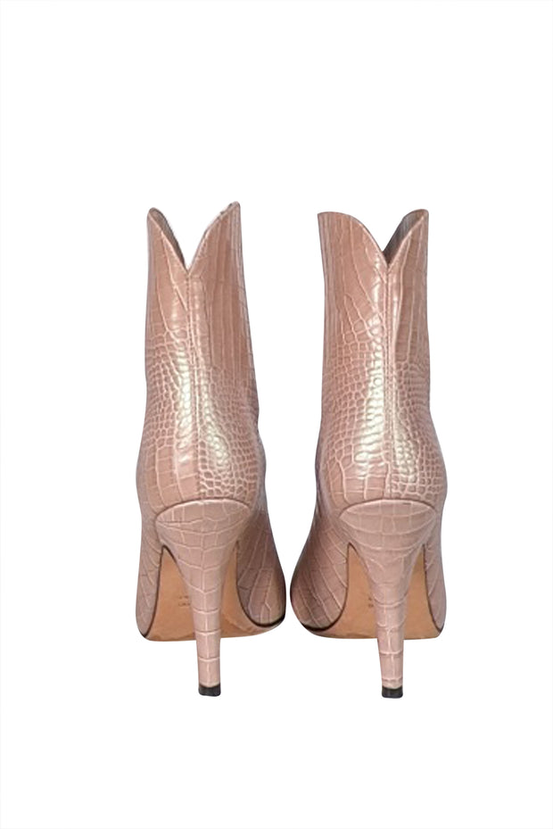 Paris Texas - Iridescent Light Pink Croc Embossed Leather Short Boots Sz 7