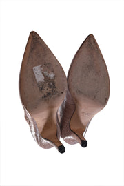 Paris Texas - Iridescent Light Pink Croc Embossed Leather Short Boots Sz 7