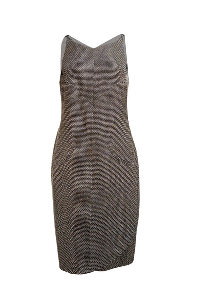Chanel - Black & Silver Blend Sleeveless Tulip Front Dress Sz 8 - Current Boutique