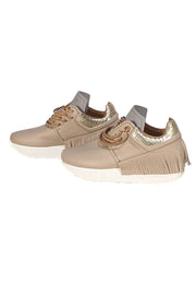 Esse Ut Esse - Beige Leather Fringe Trim Sneakers Sz 5