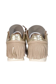 Esse Ut Esse - Beige Leather Fringe Trim Sneakers Sz 5