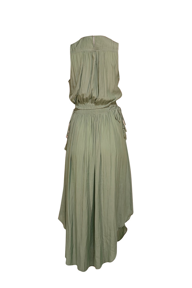 Ramy Brook - Green Sleeveless Tie Waist V-Neckline Dress Sz M - Current Boutique