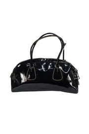 Prada - Black Textured Patent Leather Shoulder Bag - Current Boutique