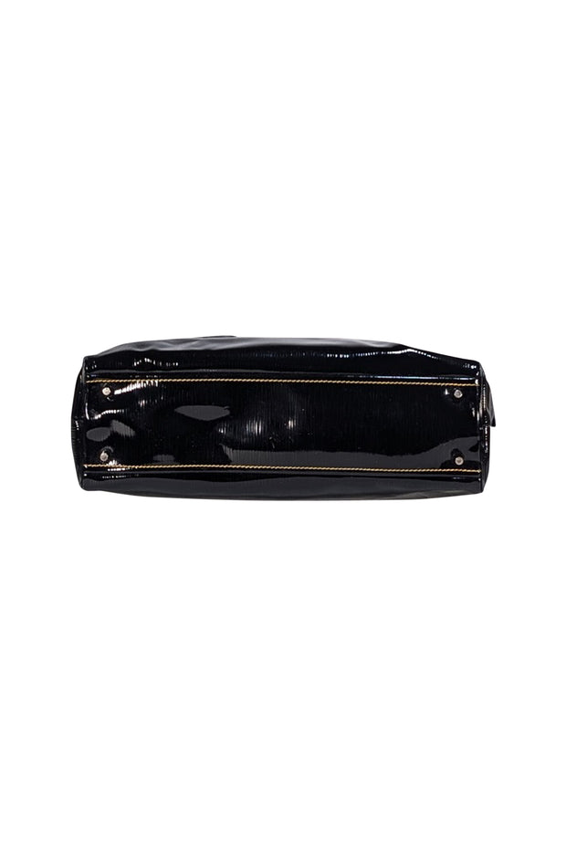 Prada - Black Textured Patent Leather Shoulder Bag - Current Boutique