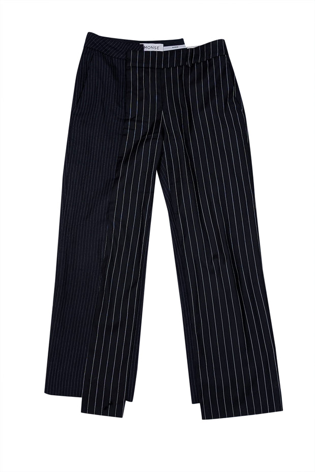 Monse - Black Pinstripe Asymmetrical Trousers Sz 0 - Current Boutique