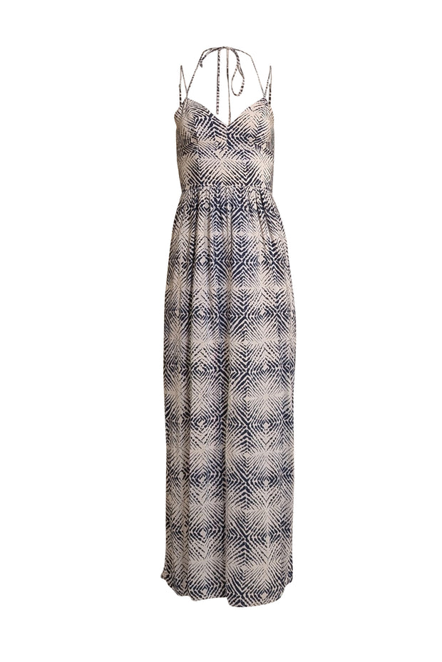 Amanda Uprichard - White & Navy Print Sleeveless Maxi Dress Sz S - Current Boutique