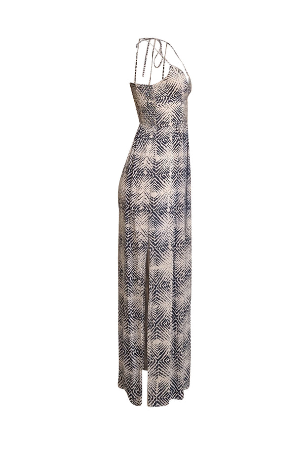Amanda Uprichard - White & Navy Print Sleeveless Maxi Dress Sz S - Current Boutique